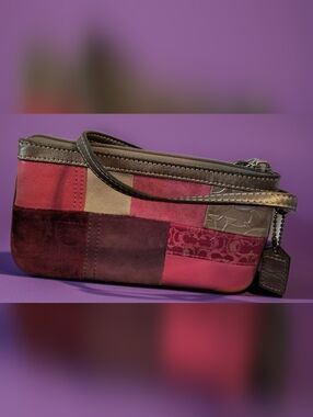 Coach Signature Holiday patchwork wristlet